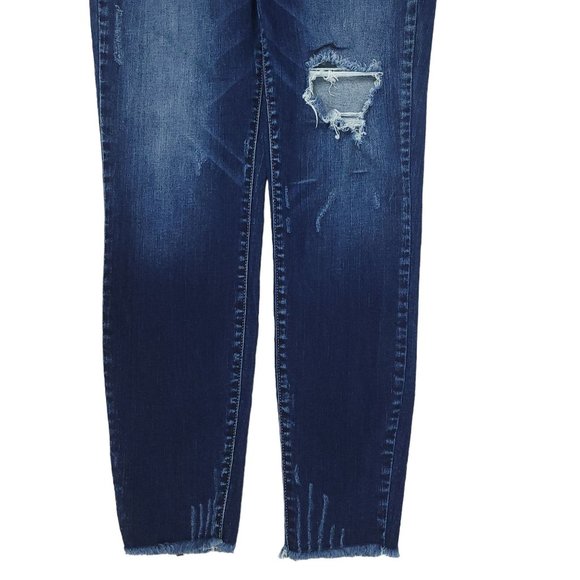 Cello Ankle Jeans Denim Women’s Size 9 Distressed Holes Fringe Hem Dark Wash - Picture 5 of 10